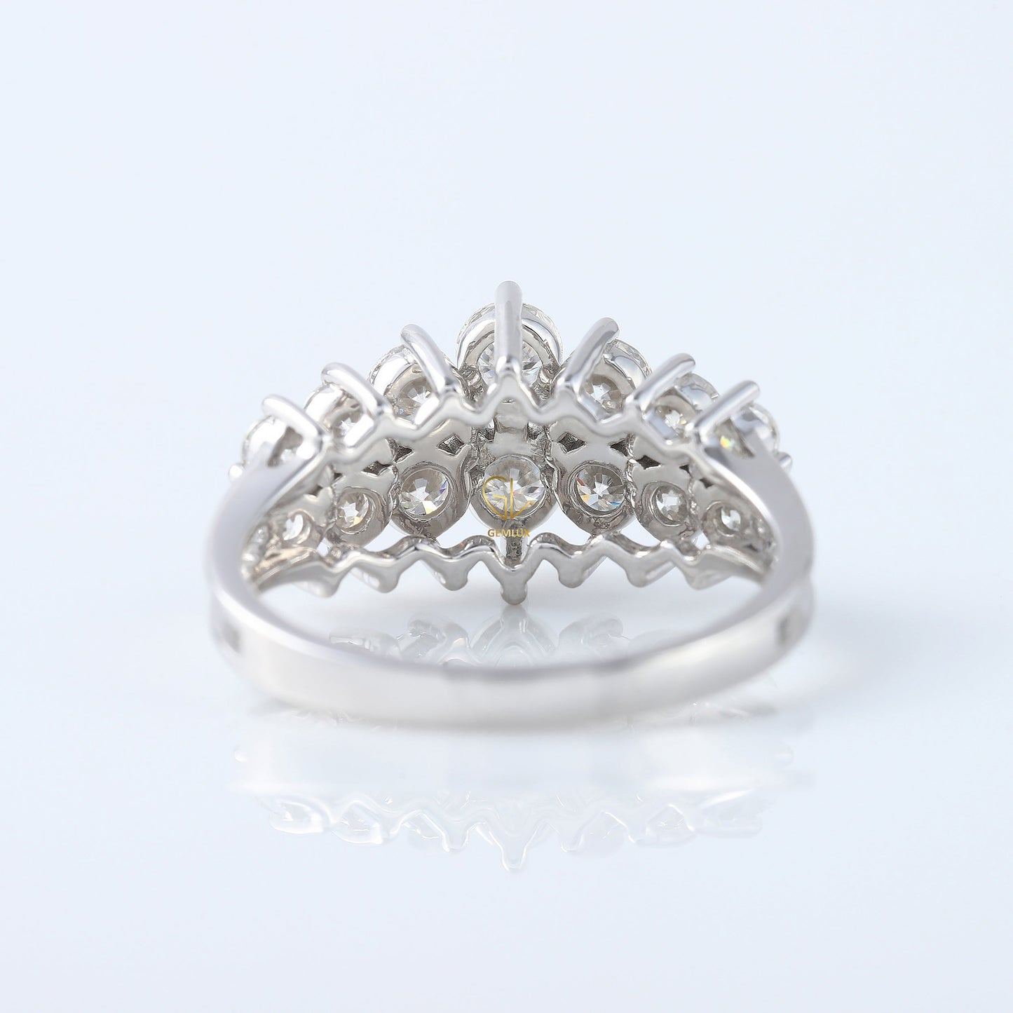 Art Deco Two Row Lab Grown Half Eternity Wedding Band