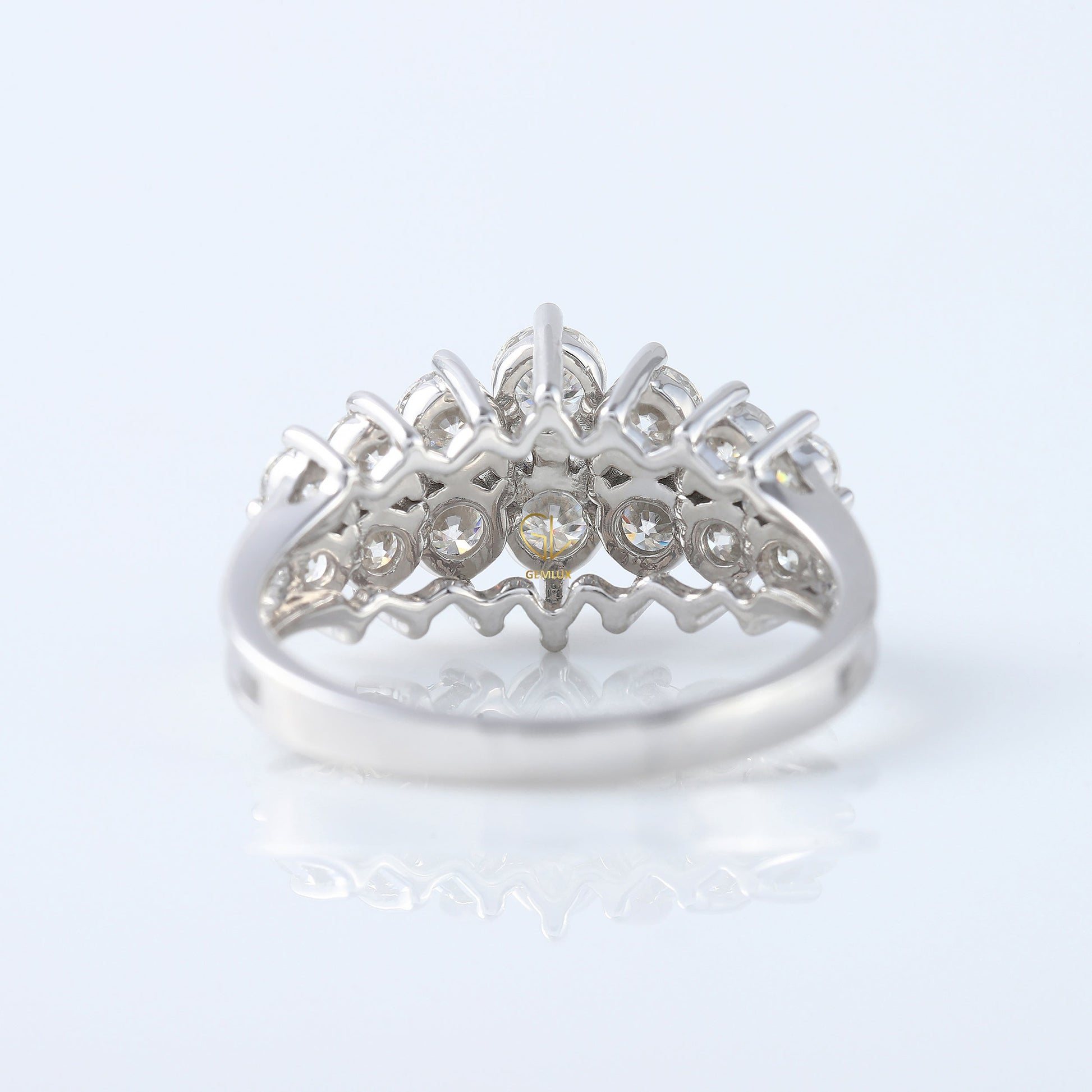 Art Deco Two Row Lab Grown Half Eternity Wedding Band