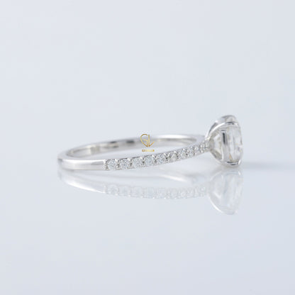 Cushion Cut Moissanite Solitaire With Accent Engagement Ring