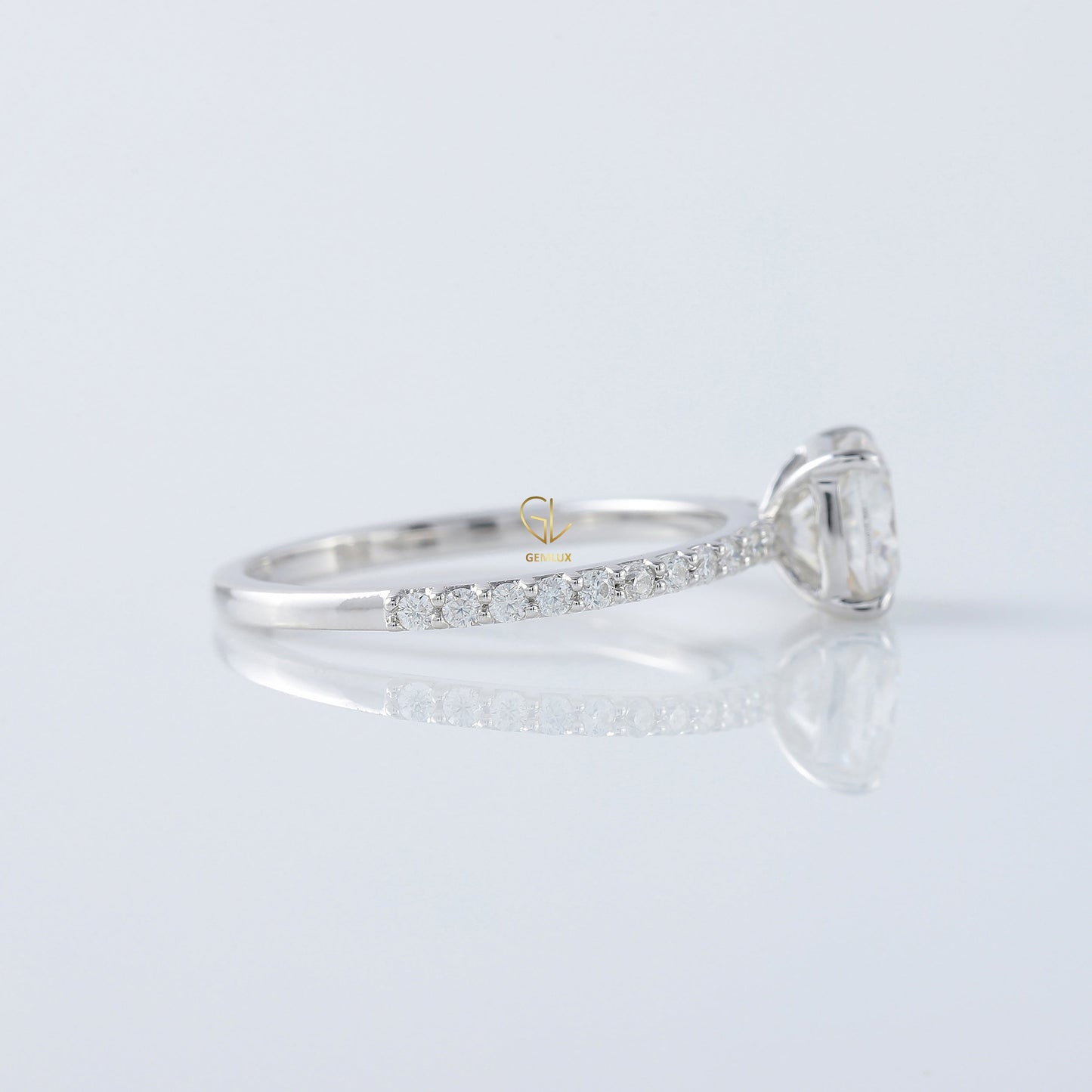 1.5 Ct Cushion Cut Lab Grown Solitaire With Accent Ring