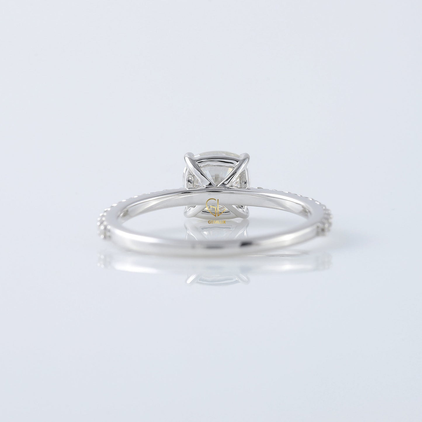 1.5 Ct Cushion Cut Lab Grown Solitaire With Accent Ring