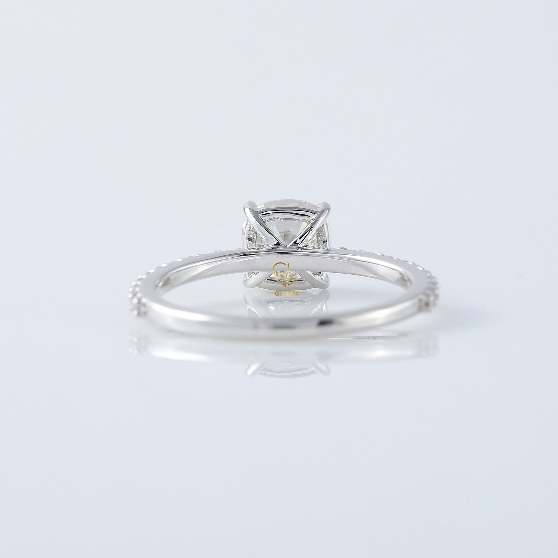 1.5 Ct Cushion Cut Lab Grown Solitaire With Accent Ring