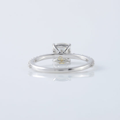 1.5 Ct Cushion Cut Lab Grown Solitaire With Accent Ring