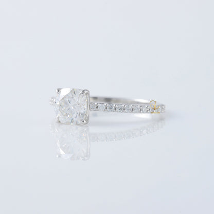 1.5 Ct Cushion Cut Lab Grown Solitaire With Accent Ring