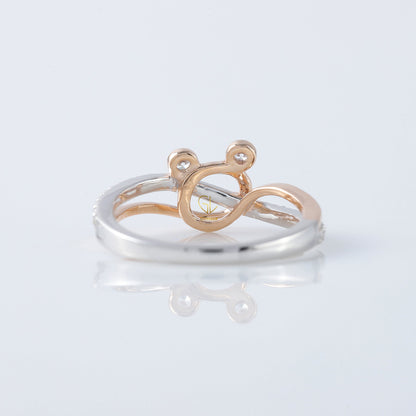 Minnie Mickey Mouse Lab Grown Two Tone Cross Over Ring