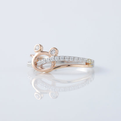 Minnie Mickey Mouse Lab Grown Two Tone Cross Over Ring