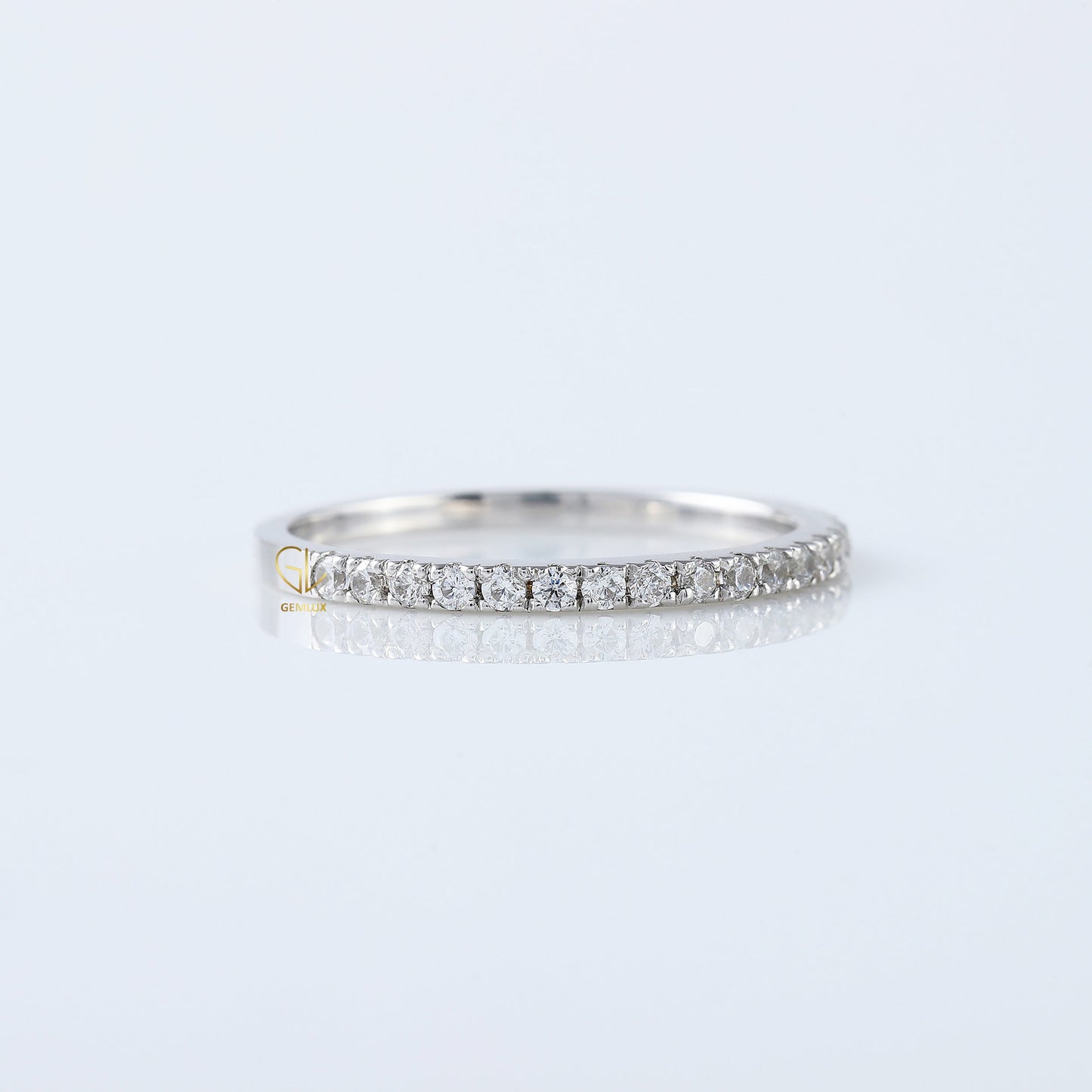 Round Cut Moissanite Delicate Eternity Wedding Band