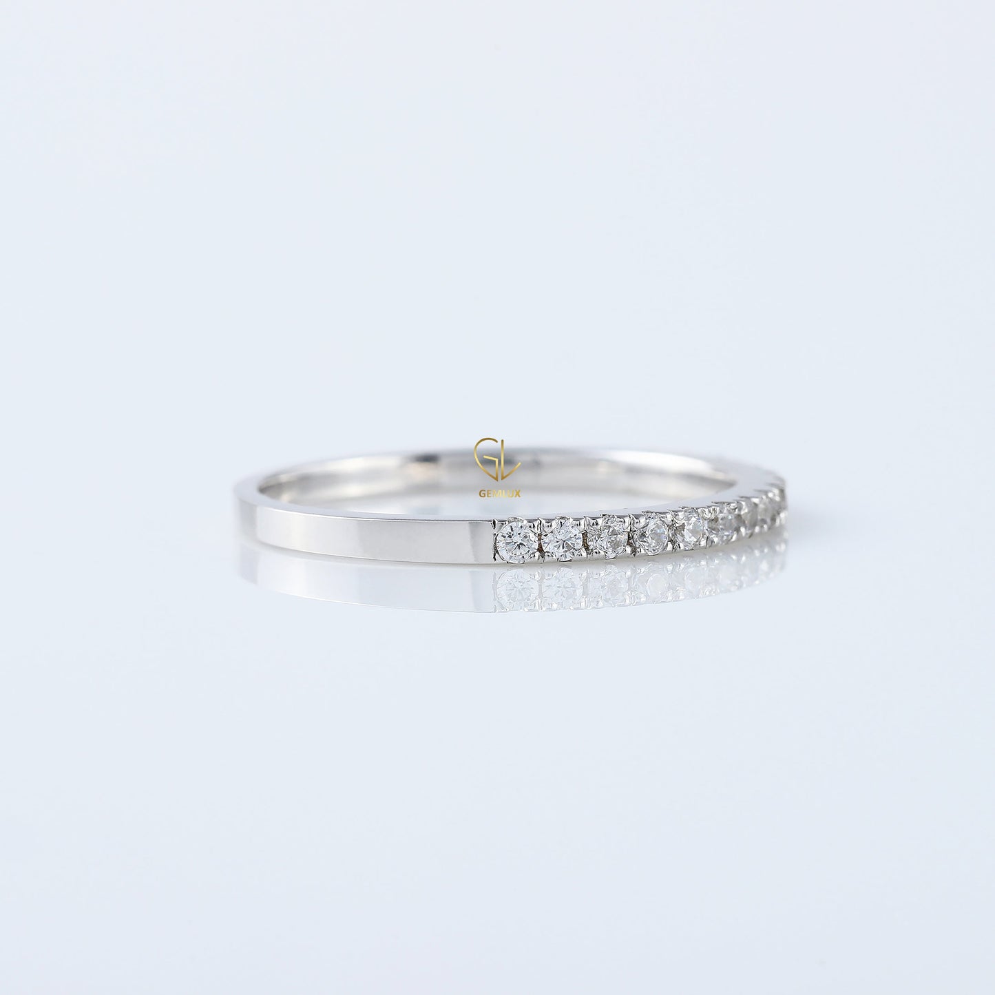 Round Cut Moissanite Delicate Eternity Wedding Band