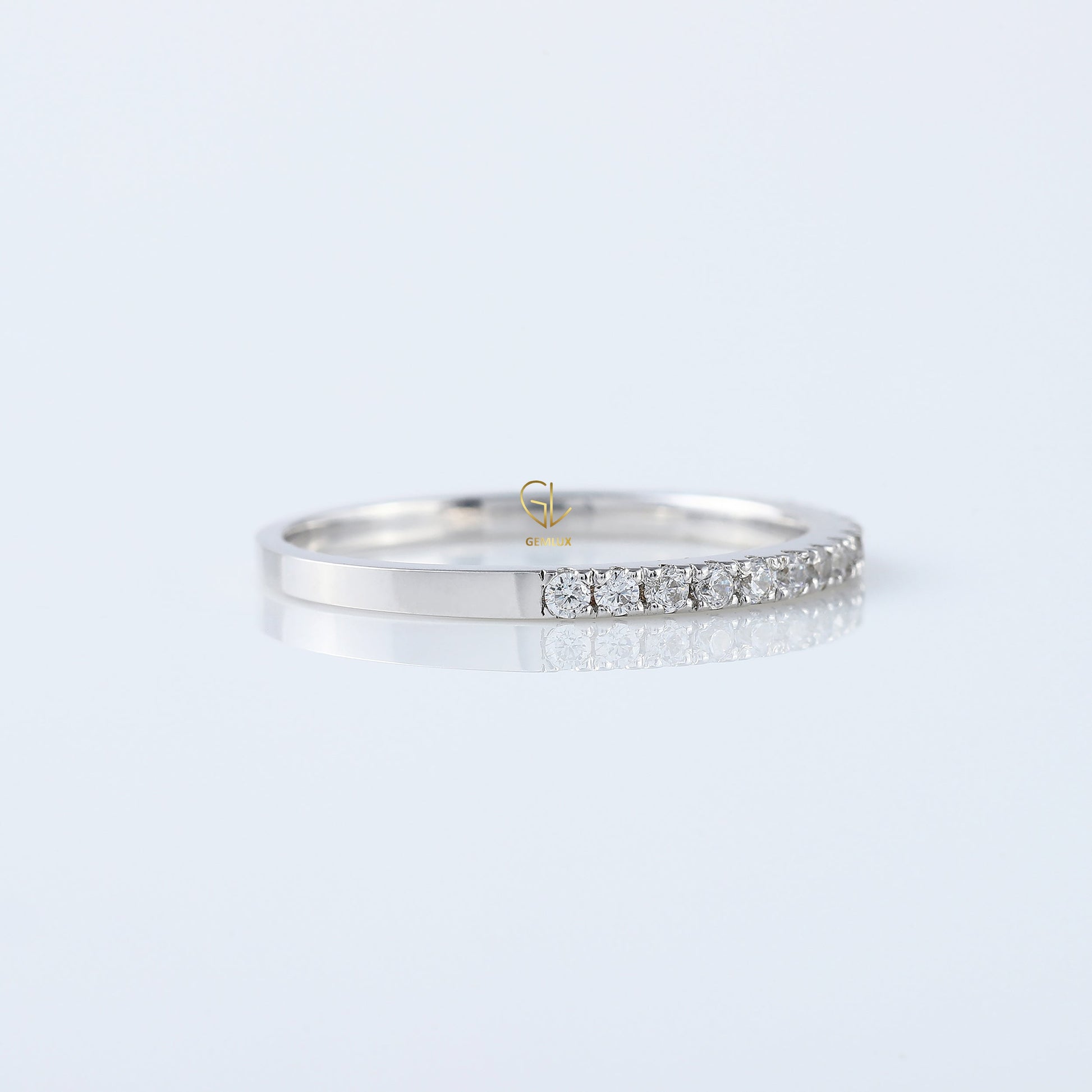 Round Cut Moissanite Delicate Eternity Wedding Band
