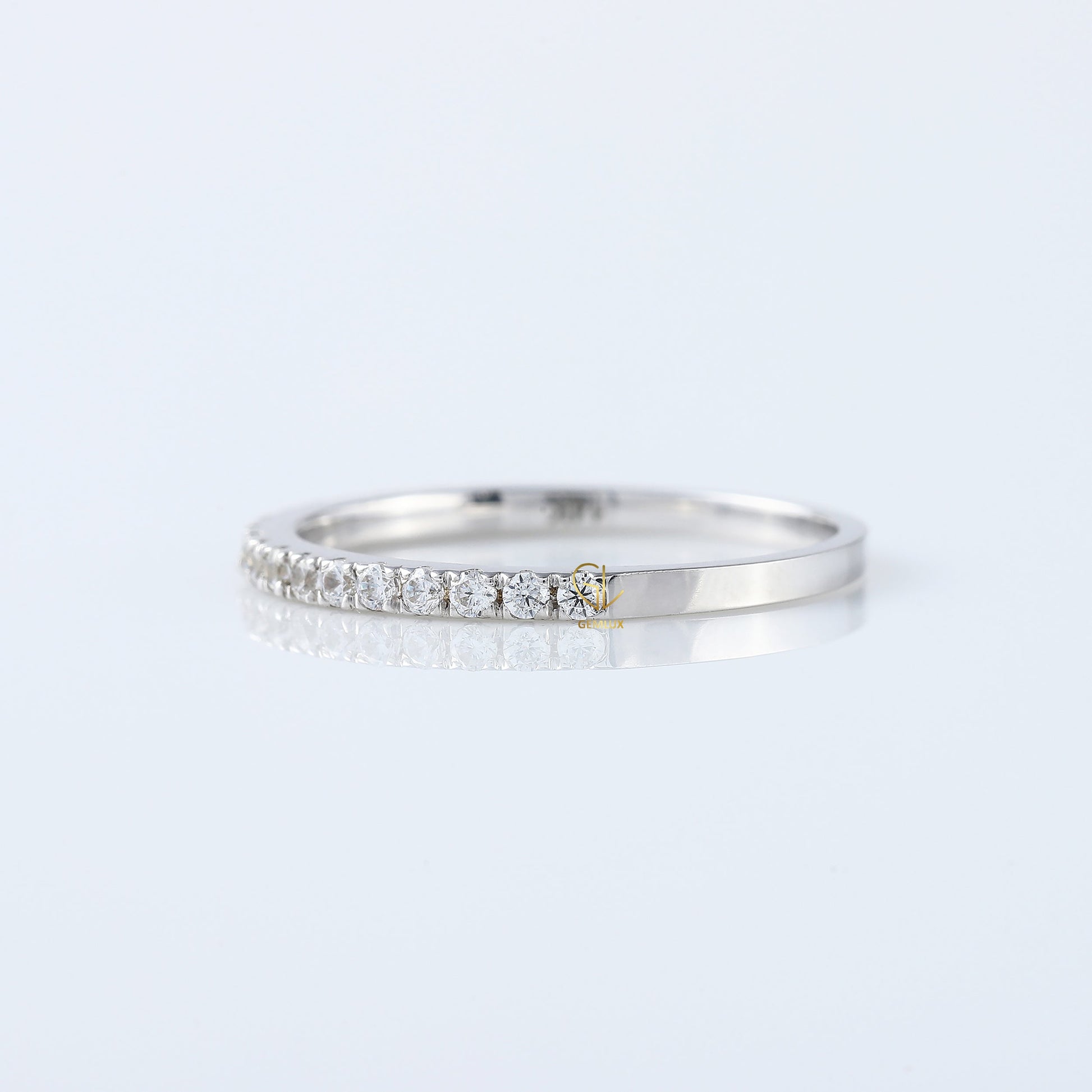 Round Cut Moissanite Delicate Eternity Wedding Band