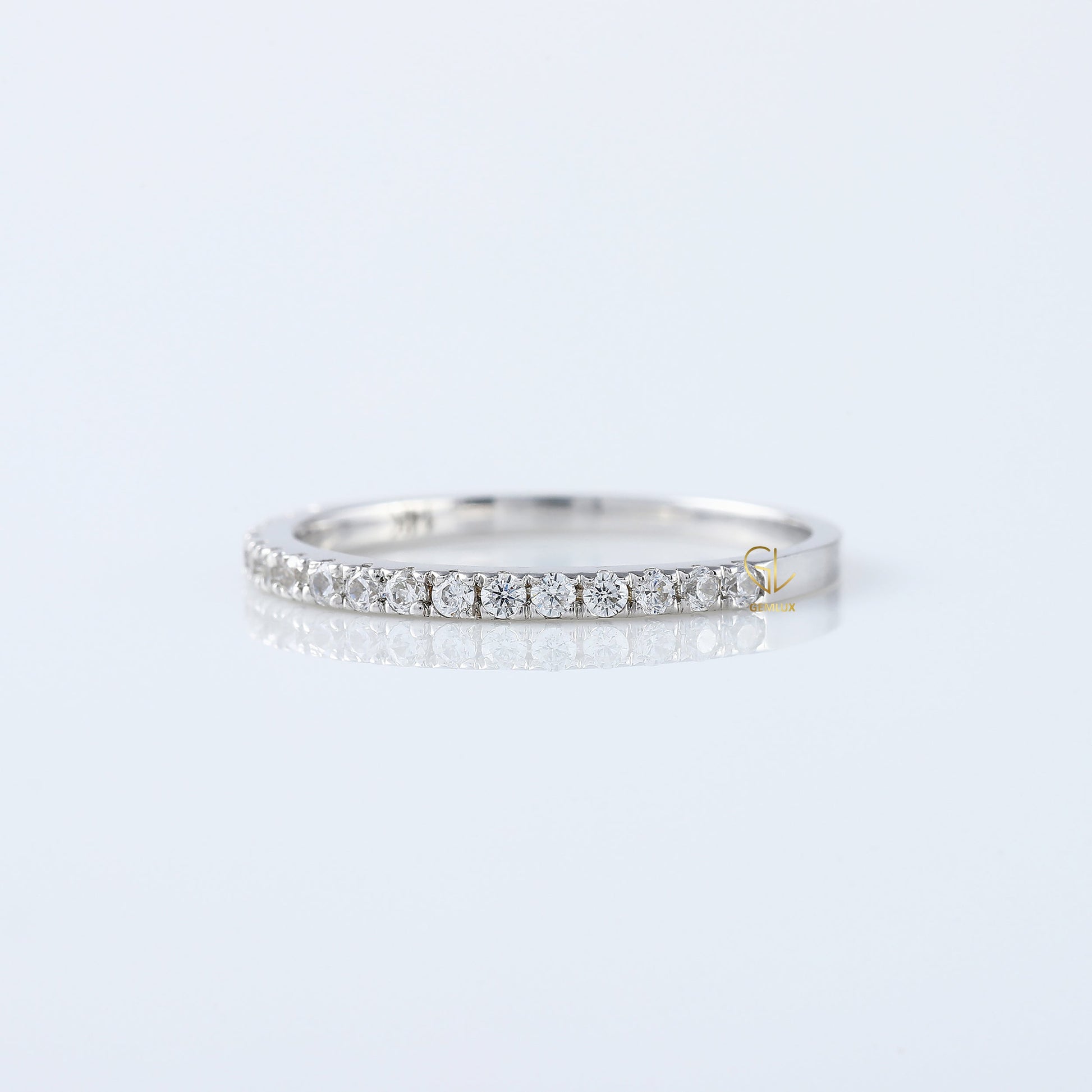 Round Cut Moissanite Delicate Eternity Wedding Band