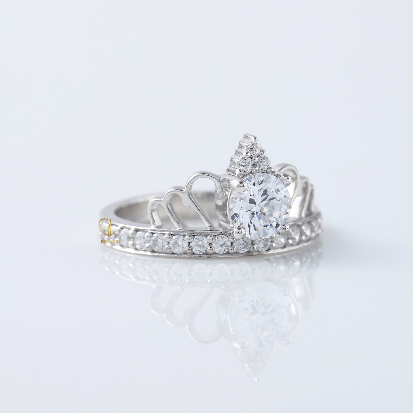 Round Cut Lab Grown Queen Crown Love Ring For Her