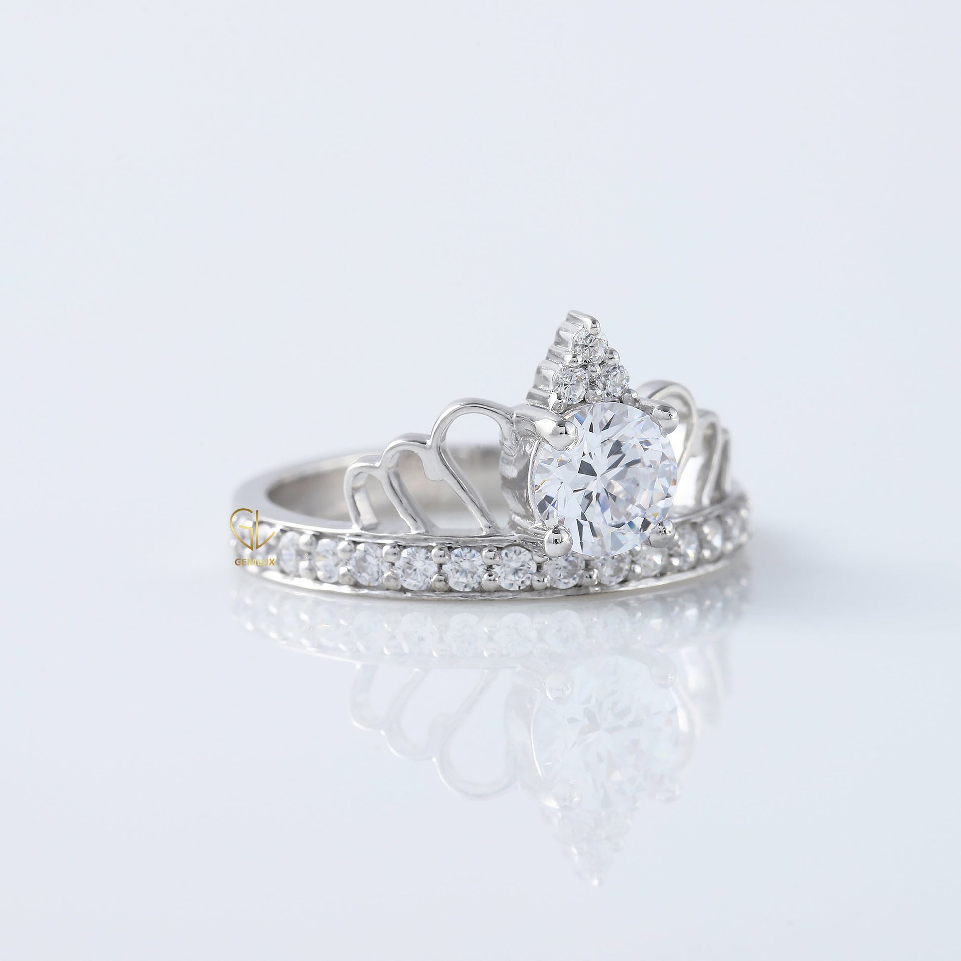 Round Cut Lab Grown Queen Crown Love Ring For Her