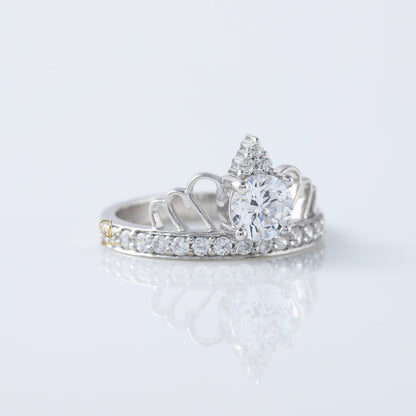 Round Cut Lab Grown Queen Crown Love Ring For Her