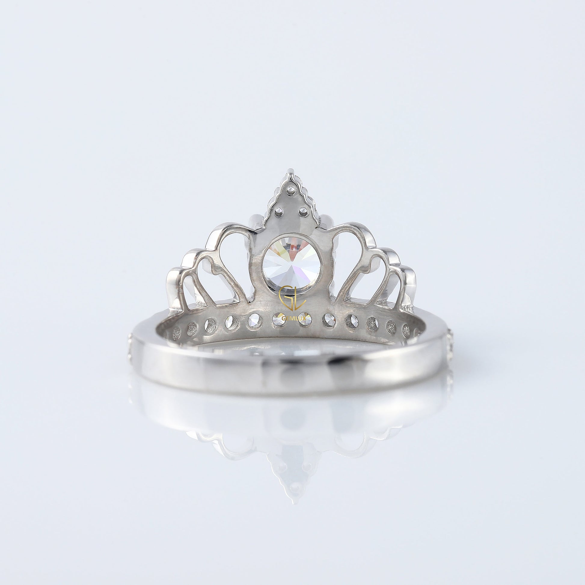 Round Cut Lab Grown Queen Crown Love Ring For Her