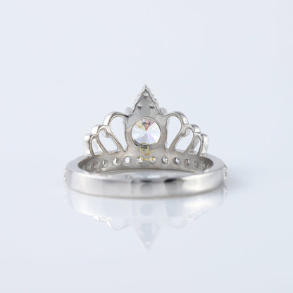 Round Cut Lab Grown Queen Crown Love Ring For Her