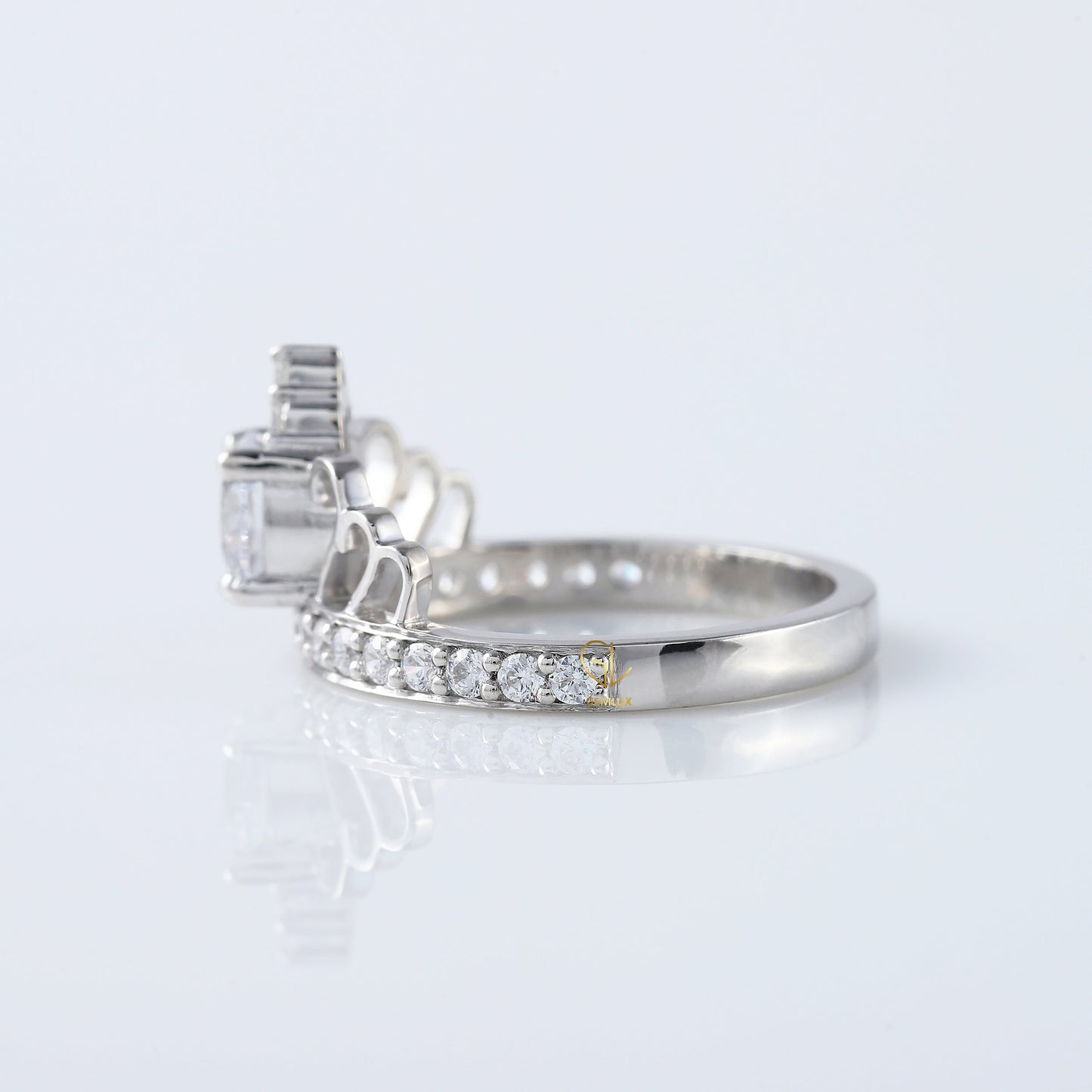 Round Cut Lab Grown Queen Crown Love Ring For Her
