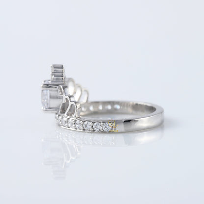 Round Cut Lab Grown Queen Crown Love Ring For Her