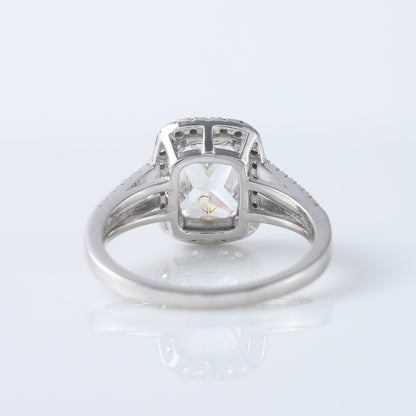 Split Shank Elongated Cushion Cut Lab Grown Halo Ring