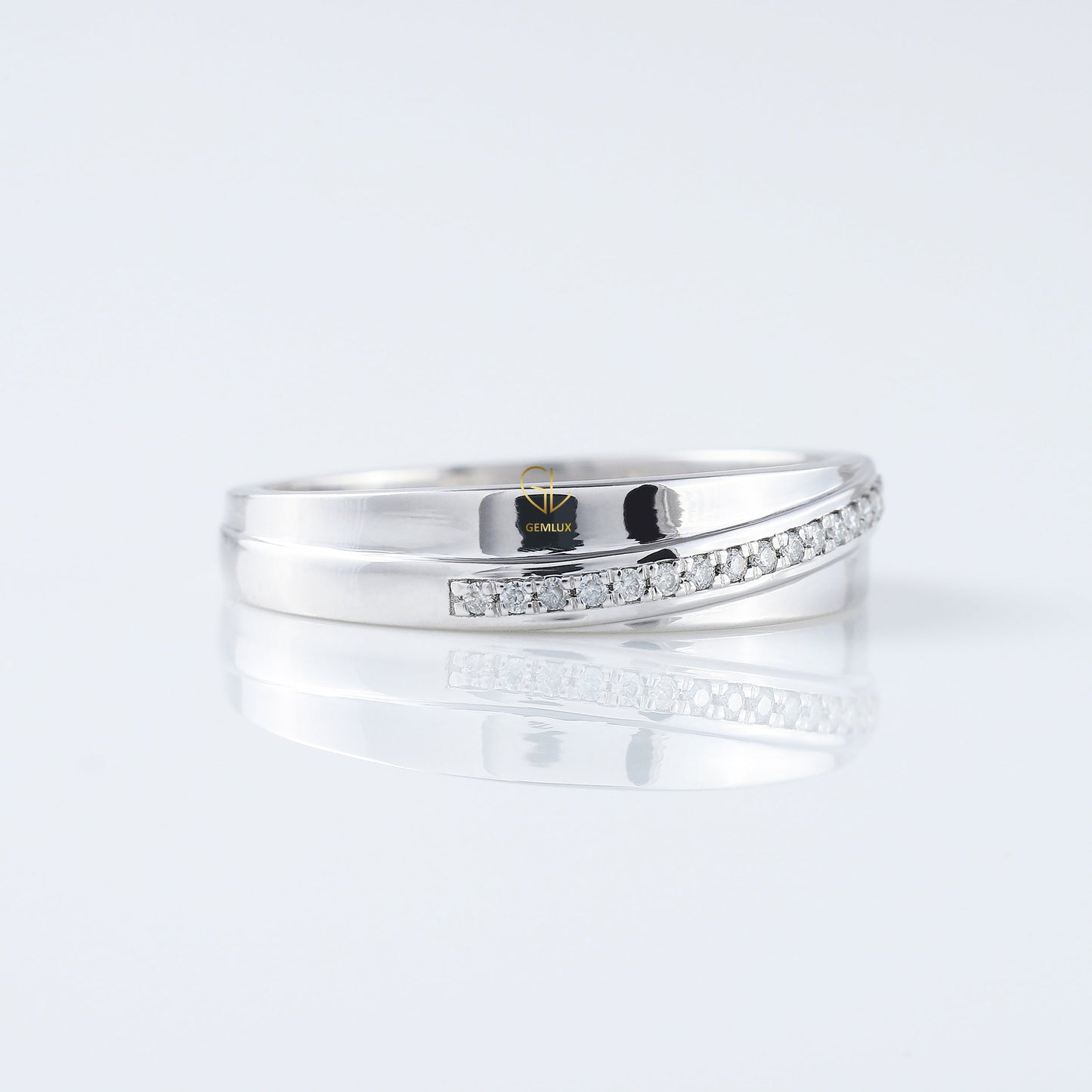 Micro Pave Set Round Moissanite Diamond Wedding Band