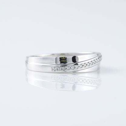 Micro Pave Set Round Moissanite Diamond Wedding Band