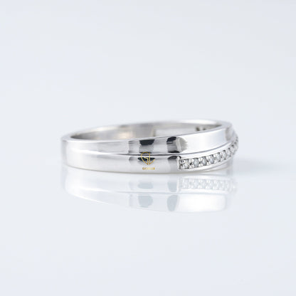 Lab Grown Pave Set White Gold Wedding Band For Her