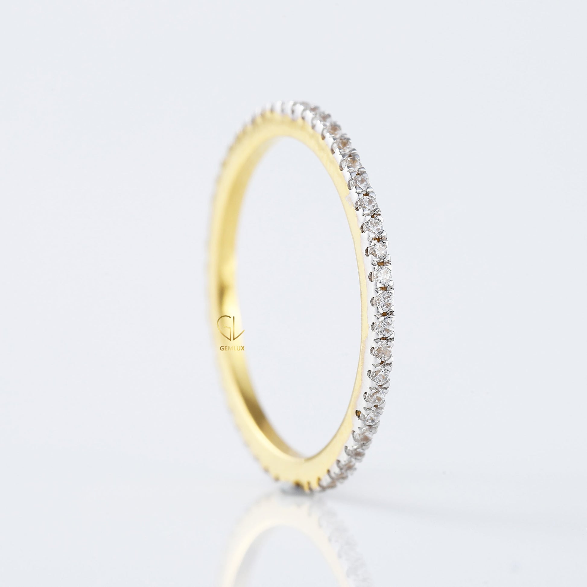 Lab Grown Round Cut Two Tone Stackable Wedding Band