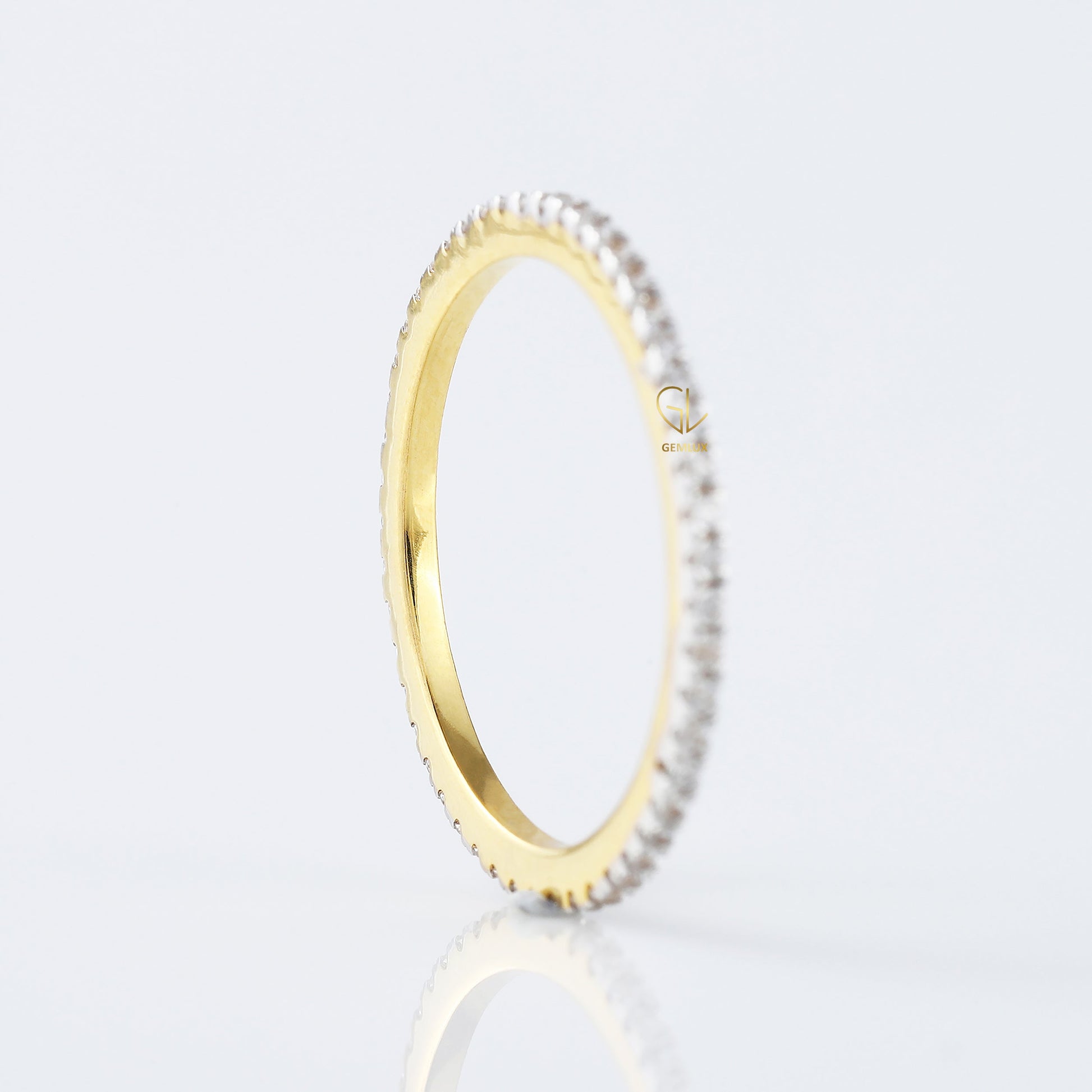 Minimalist Round Moissanite Eternity Wedding Band