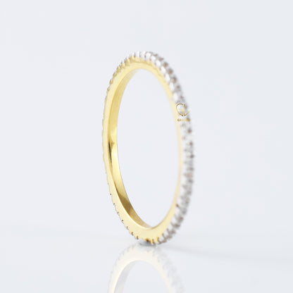 Lab Grown Round Cut Two Tone Stackable Wedding Band