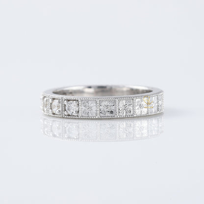 Antique Lab Grown Milgrain Five Stone Wedding Band