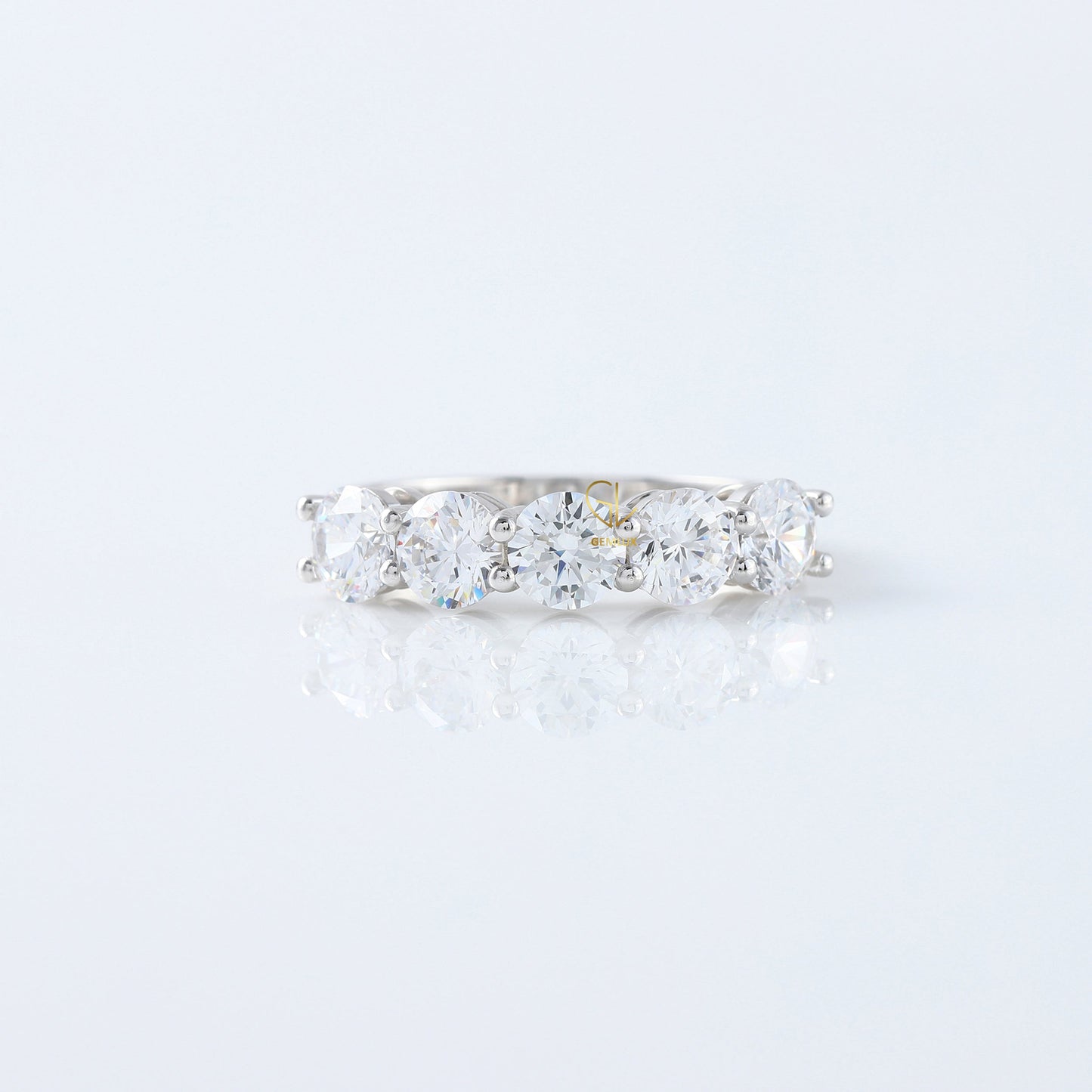 Five Stone Round Cut Lab Grown Diamond Wedding Ring