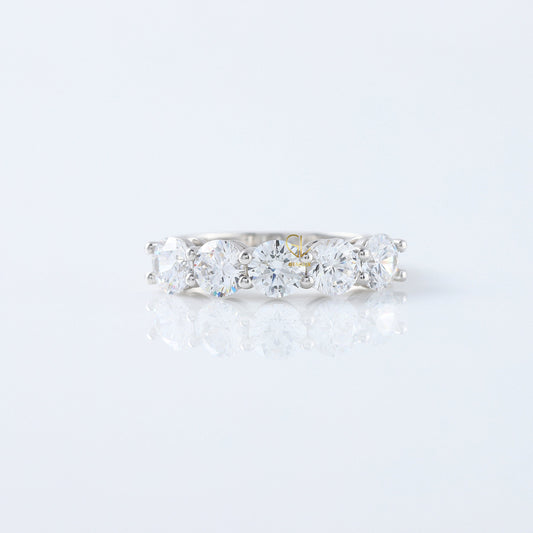 Five Stone Round Cut Moissanite Diamond Wedding Ring