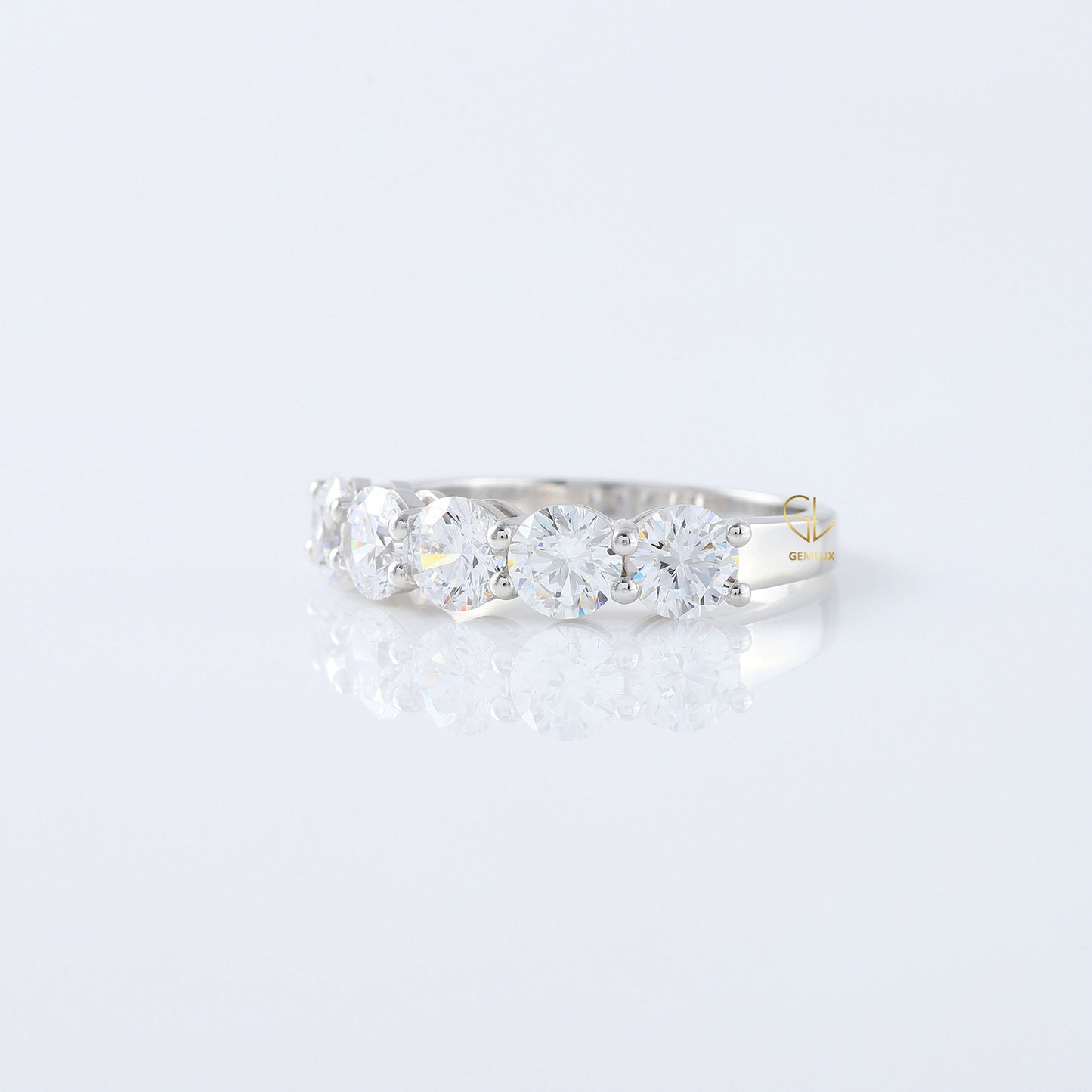 Five Stone Round Cut Lab Grown Diamond Wedding Ring