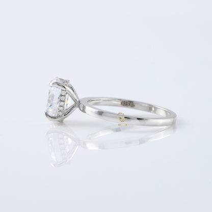 Oval Cut Moissanite Diamond Solitaire Engagement Ring