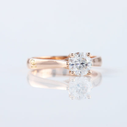 1 Carat Round Cut Lab Grown Pinch Style Soliraire Ring