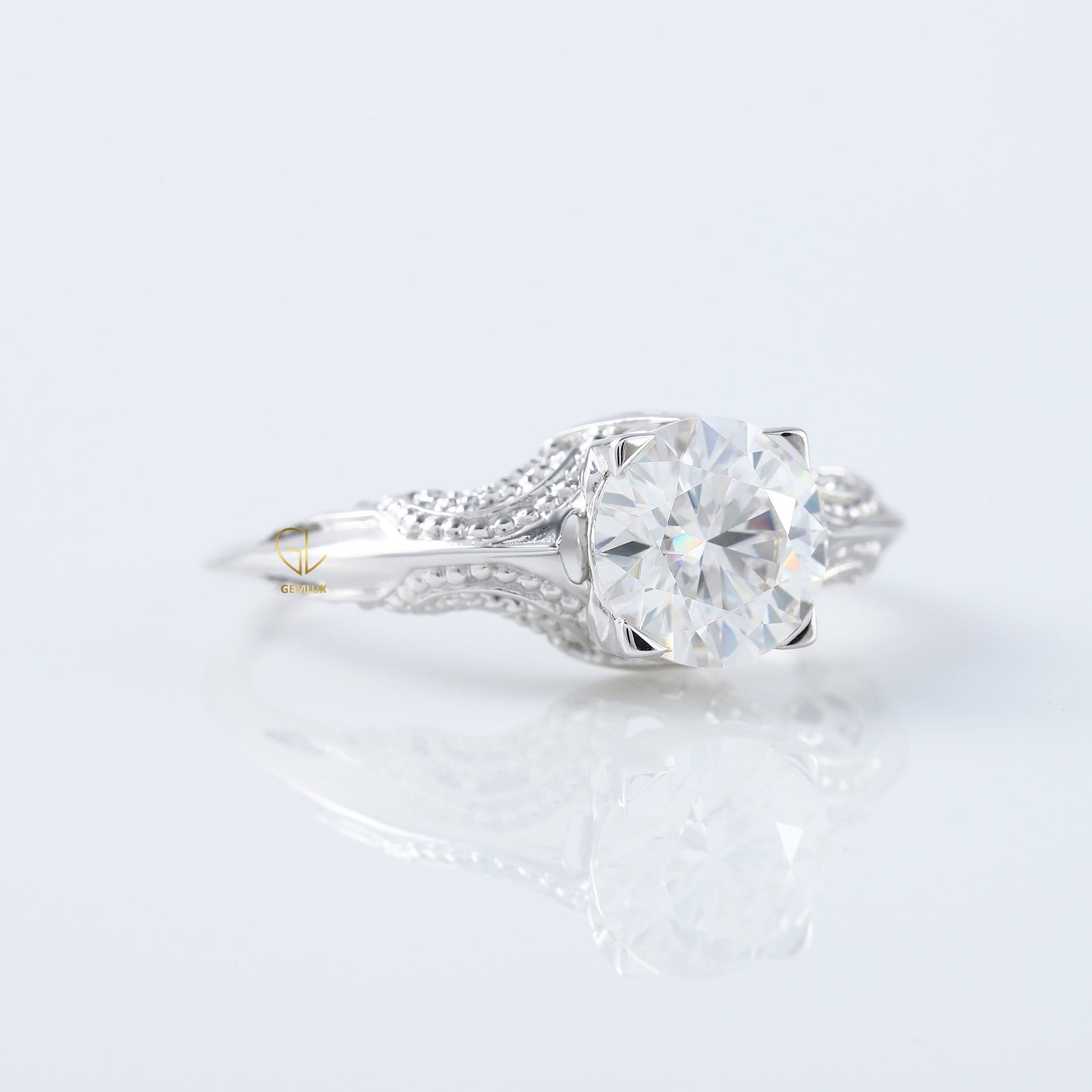 Vintage Inspired Lab Grown Art Deco Filigree Ring