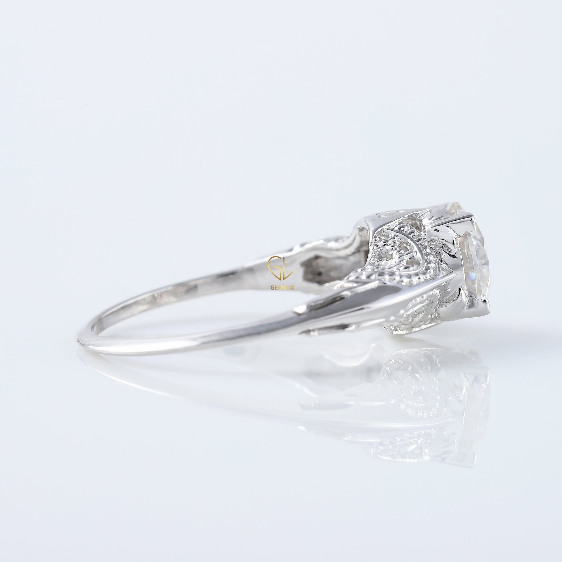 Vintage Inspired Lab Grown Art Deco Filigree Ring