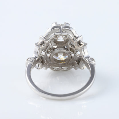 Two Stone Moissanite Art Deco Antique Ring
