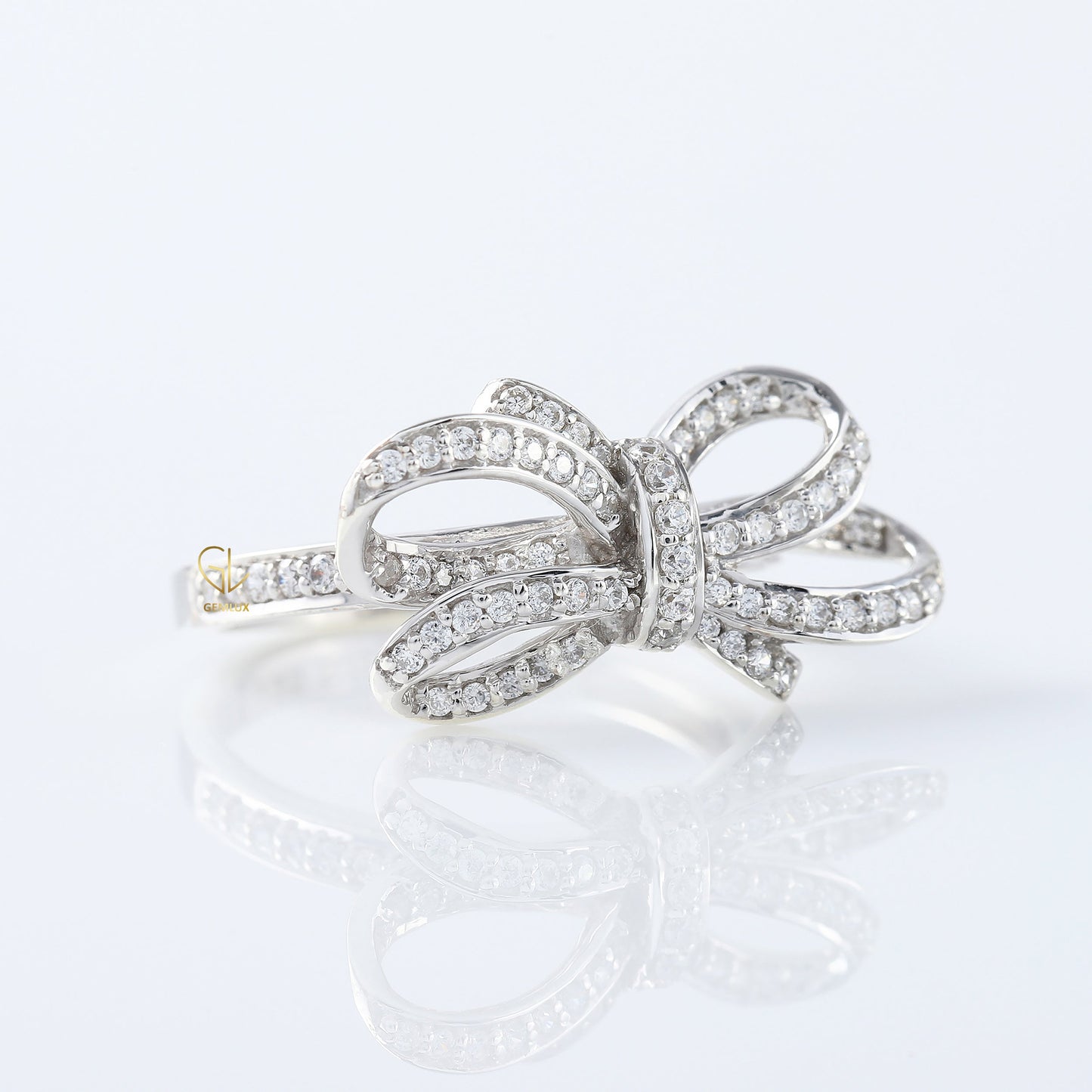 Round Cut Lab Grown Bow Knot Engagement Ring