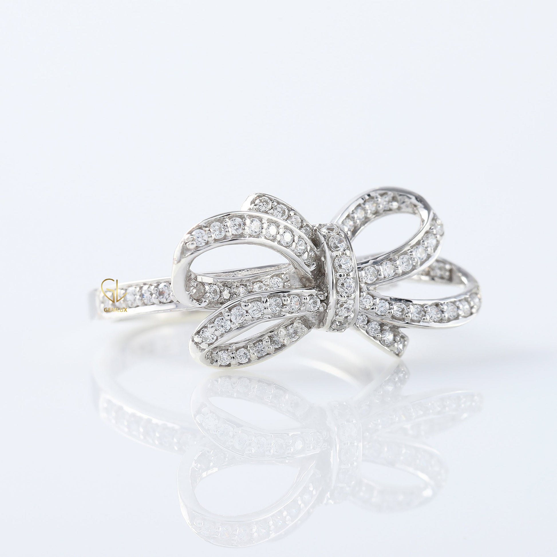 Round Cut Lab Grown Bow Knot Engagement Ring