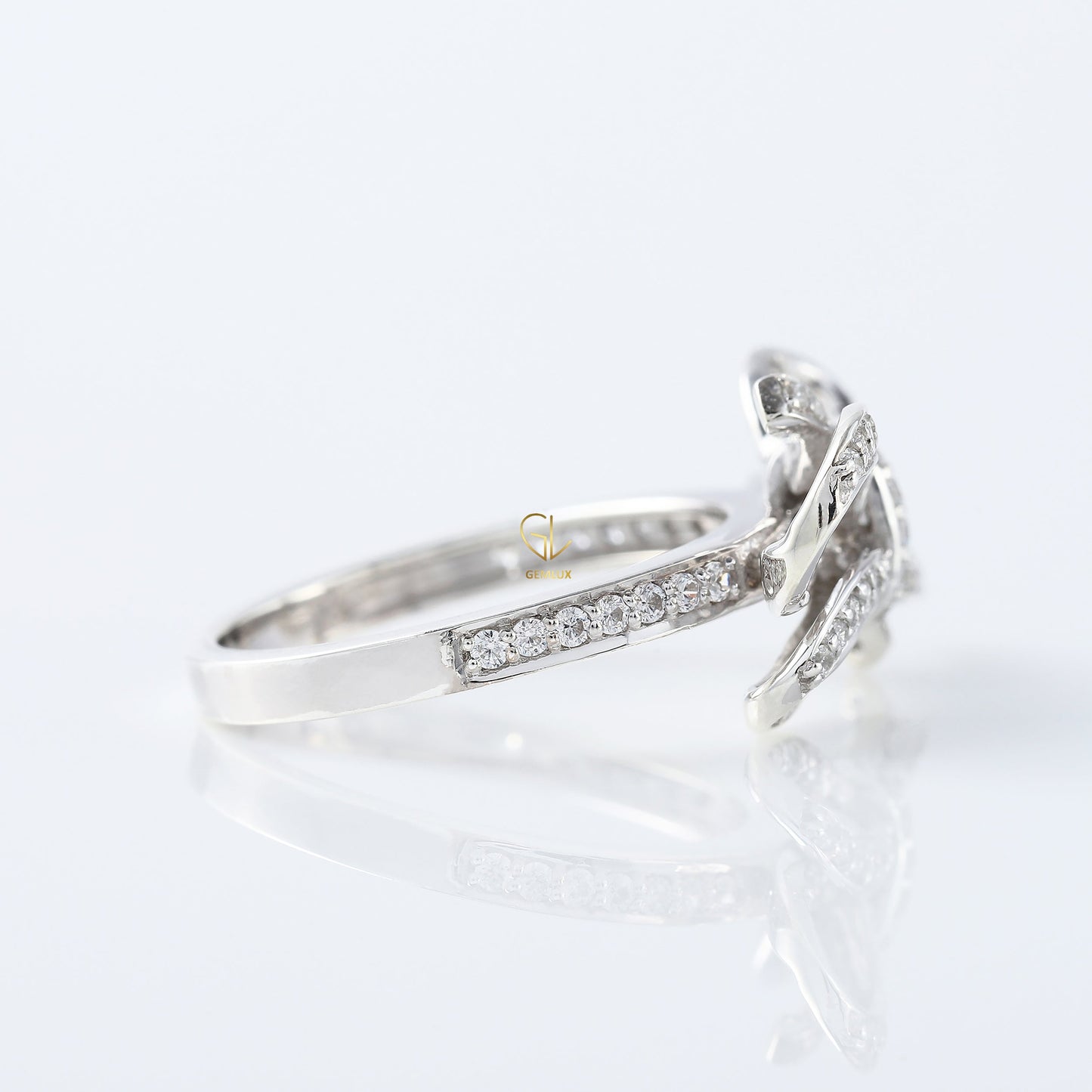 Round Cut Lab Grown Bow Knot Engagement Ring