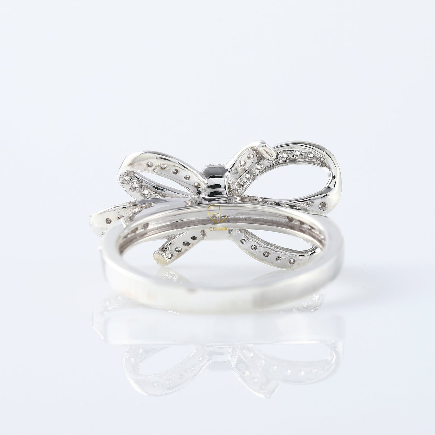 Round Cut Lab Grown Bow Knot Engagement Ring
