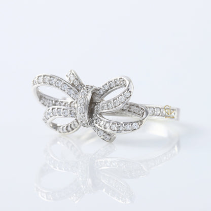 Round Cut Moissanite Bow Knot Engagement Ring
