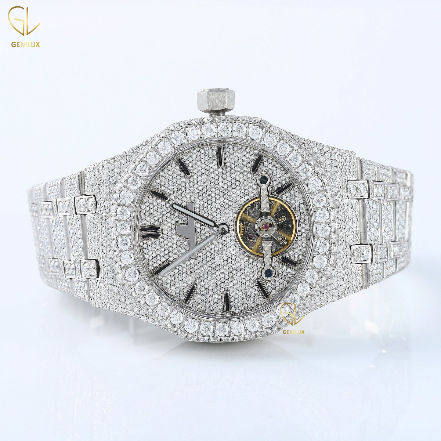 Full White Iced Out Lab Grown Diamond Hip Hop Watch For Men
