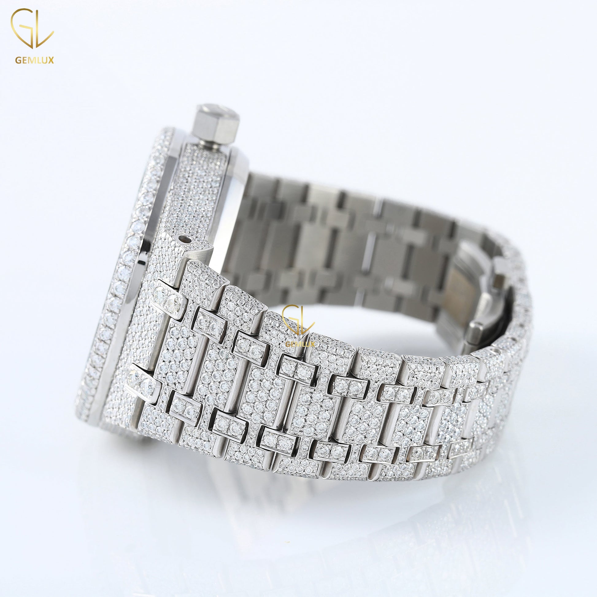 Full White Iced Out Lab Grown Diamond Hip Hop Watch For Men