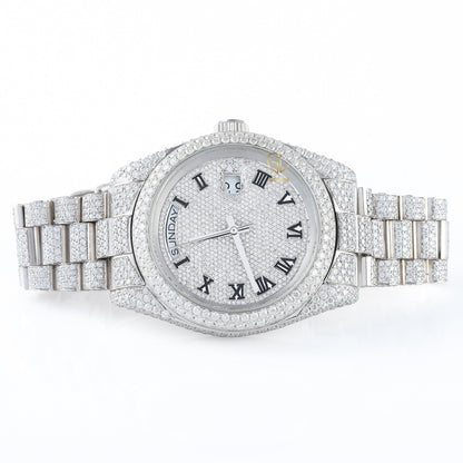 Roman Dial Iced Out D VVS Moissanite Watch