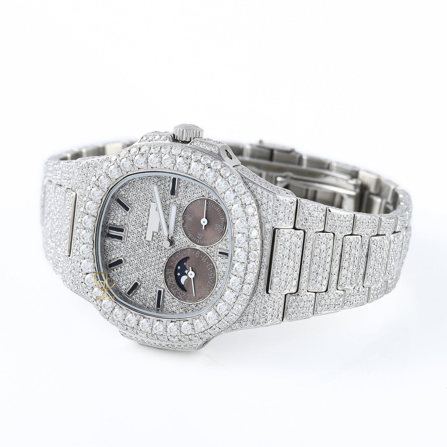 Chronograph Iced Out Moissanite Diamond Hip Hop Watch