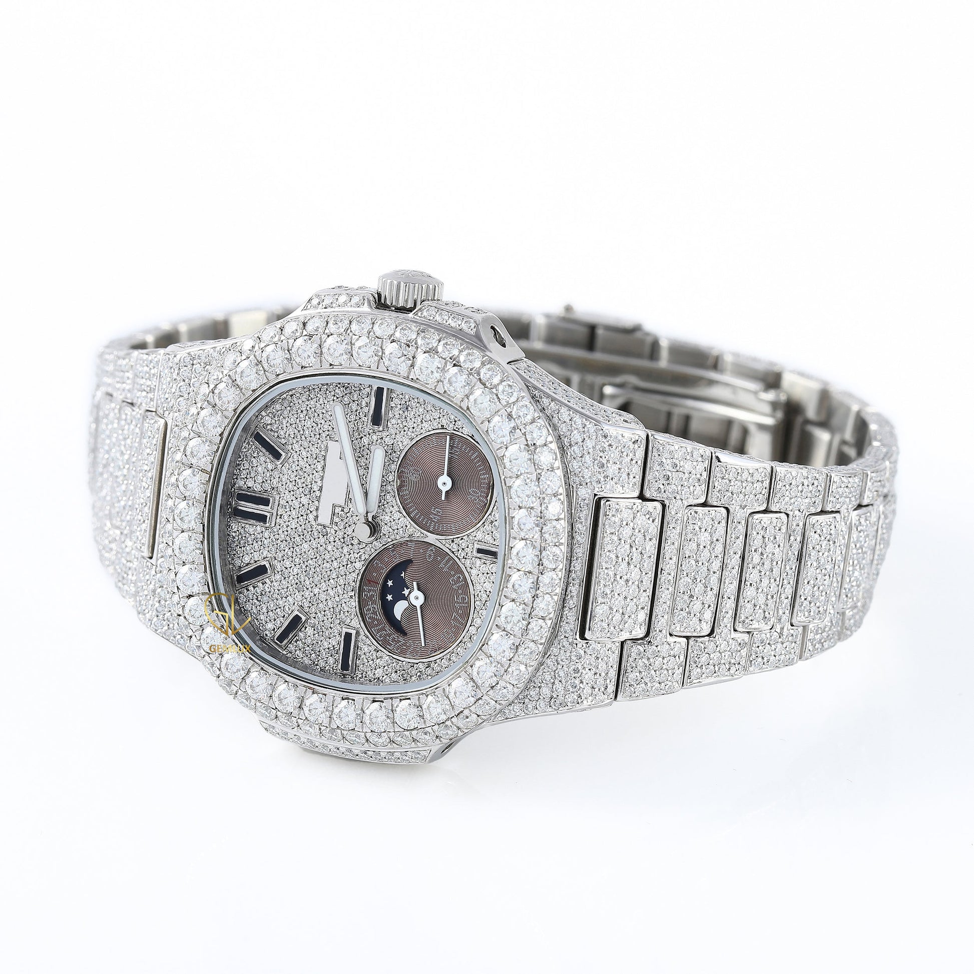 Chronograph Iced Out Moissanite Diamond Hip Hop Watch