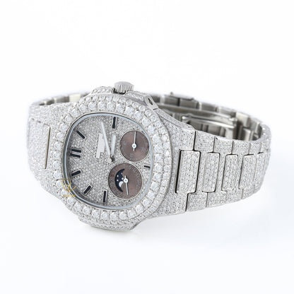 Chronograph Iced Out Moissanite Diamond Hip Hop Watch