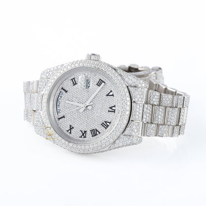 Roman Dial Iced Out D VVS Moissanite Watch